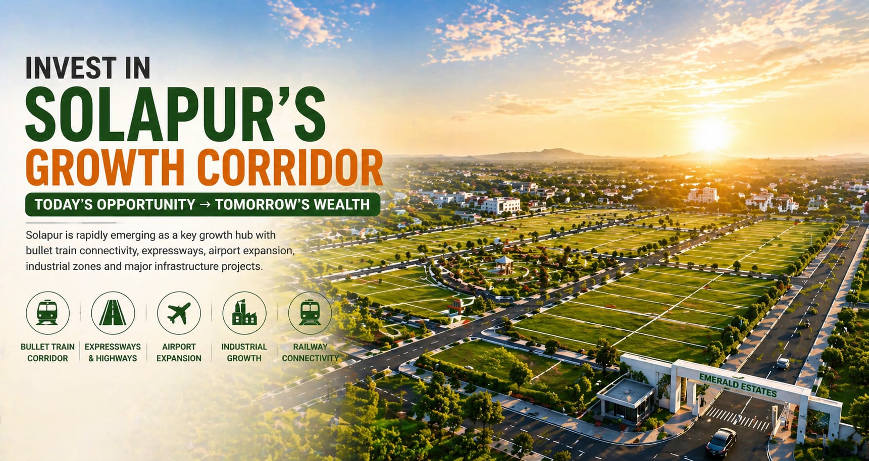 Emerald Estates plotted township — Solapur's growth corridor